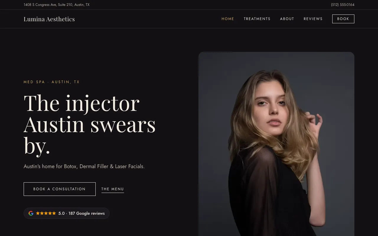 Lumina Aesthetics concept build — dark editorial style